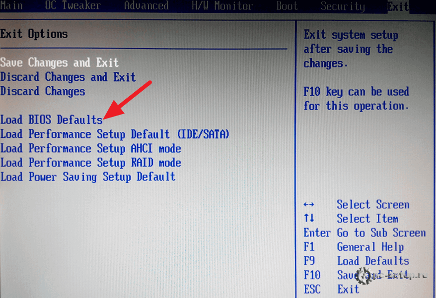 Сбросить биос на заводские настройки на ноутбуке